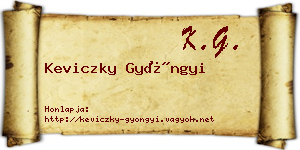 Keviczky Gyöngyi névjegykártya